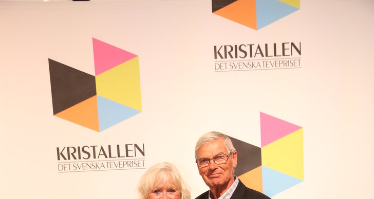 Christina Schollin och Hans Wahlgren röda mattan under kristallen 2018.