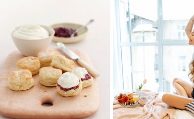 Tjej som bakat snabba scones en söndagsmorgon