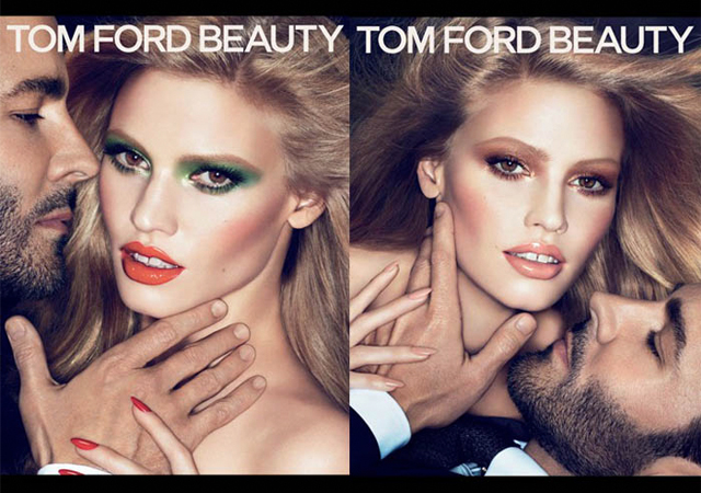 Modellen figurerar tillsammans med Tom Ford i kampanjen. 